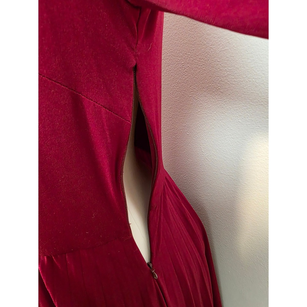 Coldwater Creek Burgundy Long Sleeve Midi Pleated Dress Size 6 - Picture 5 of 9